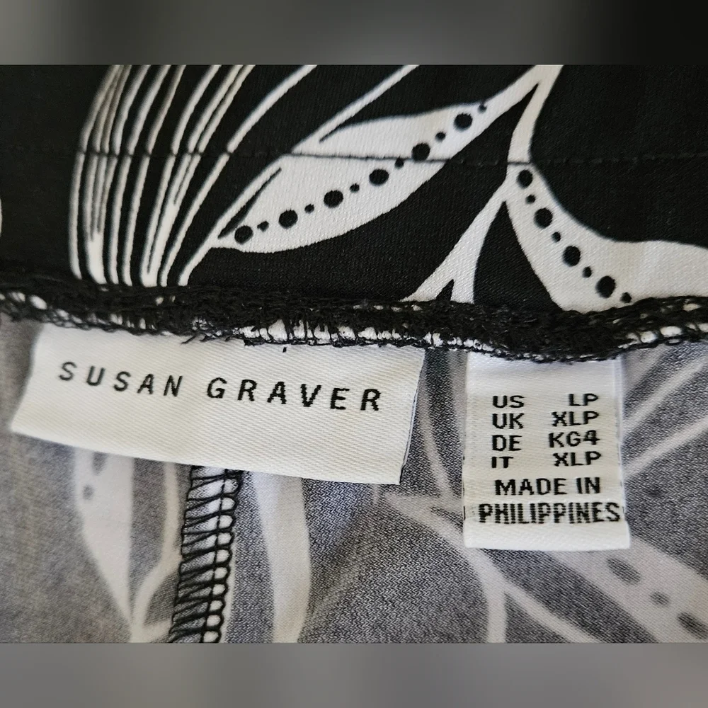 SUSAN GRAVER WIDE LEG PANTS SZ LP BLACK WHITE - Picture 6 of 7